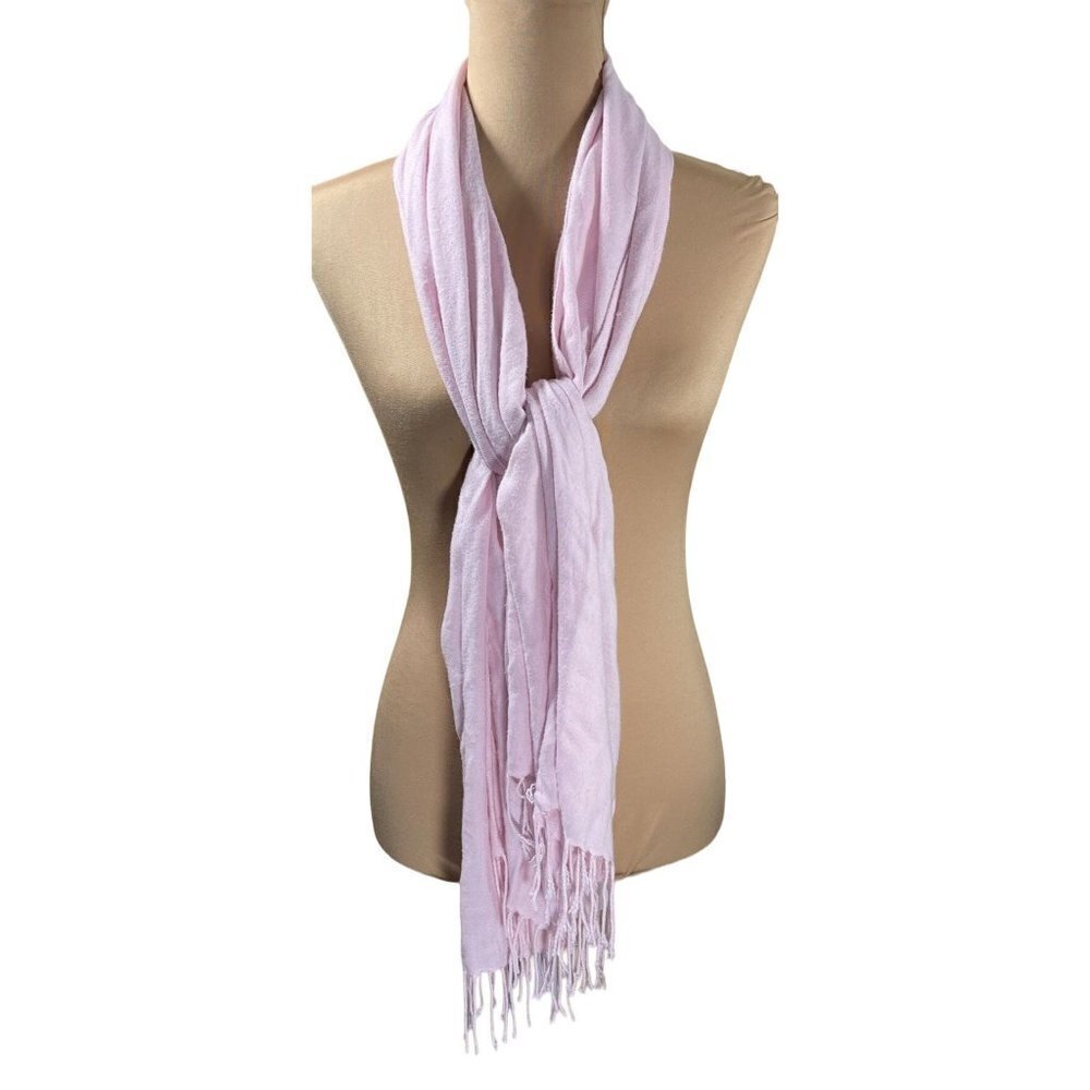 Unbranded Tassel Neck Scarf Bubblegum Pink Rectangle Long Knit 27" X 67"